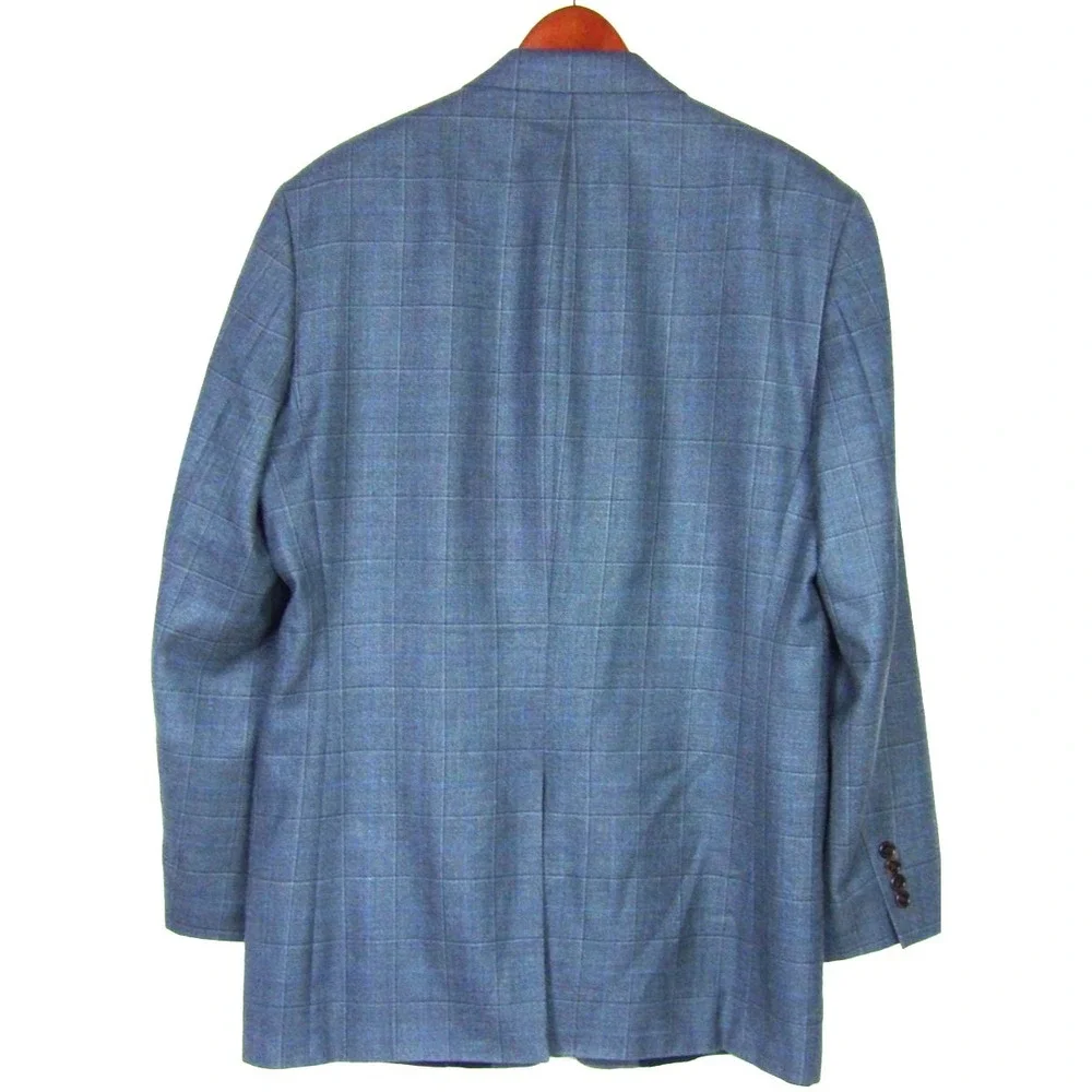 LAUREN Ralph Lauren Blue Plaid 2 Button Wool/Silk Blazer‎ Men's 42 Long